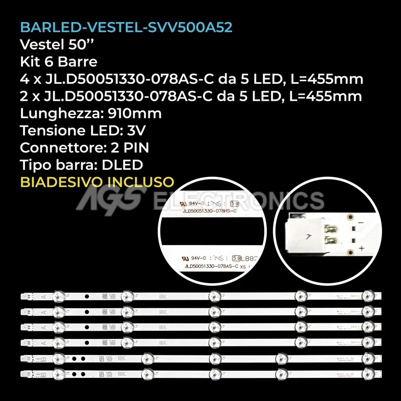 kit 6 barre LED retroilluminazione per Finlux 50 pollici modello 50FFC5622
