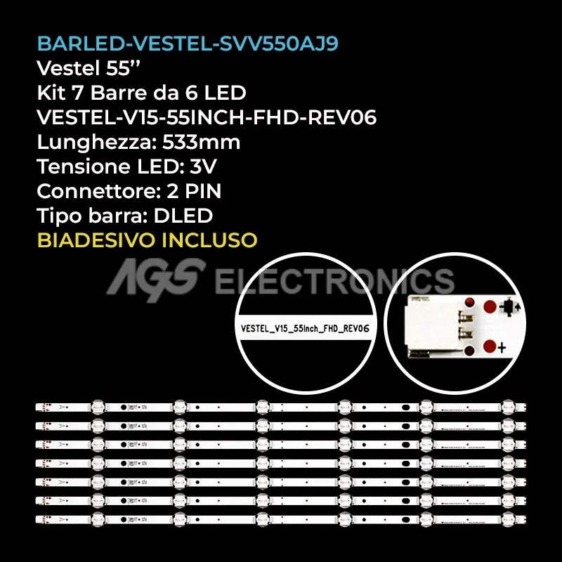 kit 7 barre LED retroilluminazione per Bush 55 pollici modello DLED55287FHD
