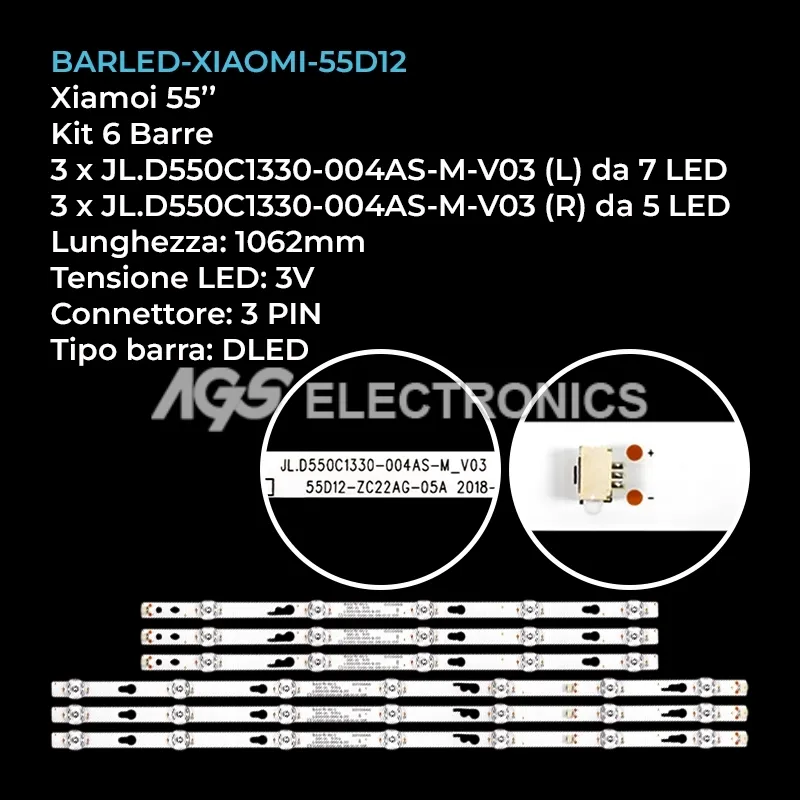 kit 6 barre LED retroilluminazione per Panasonic 55 pollici modello TC55GX500B