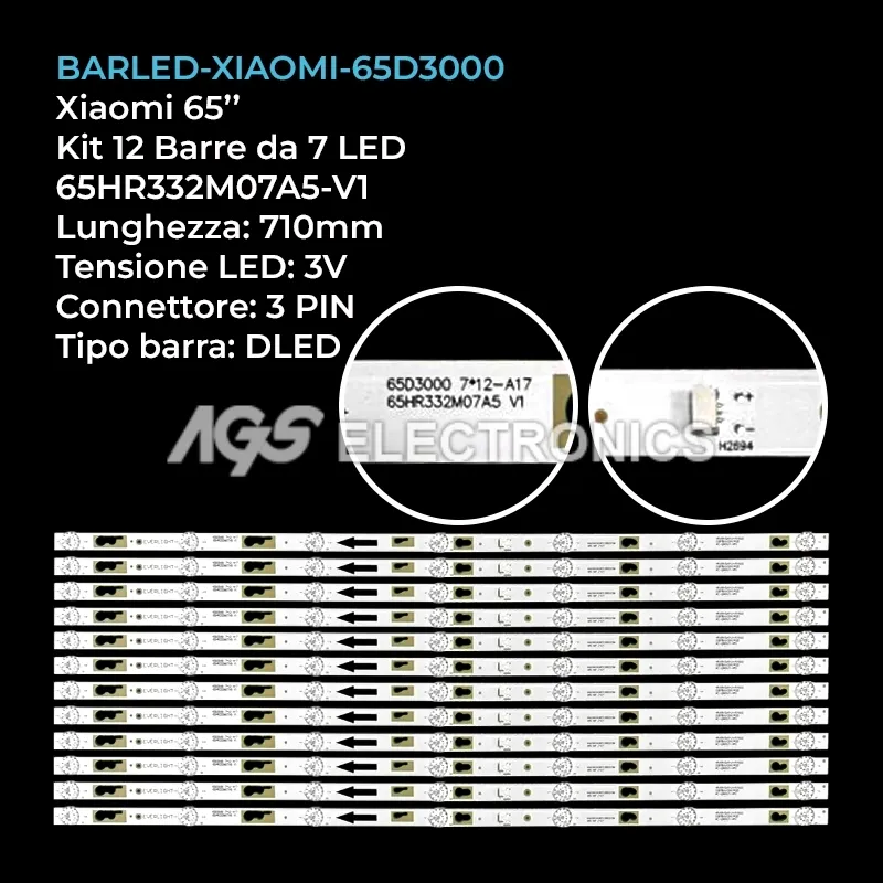 kit 12 barre LED retroilluminazione per Xiaomi 65 pollici modello L65M55ASP