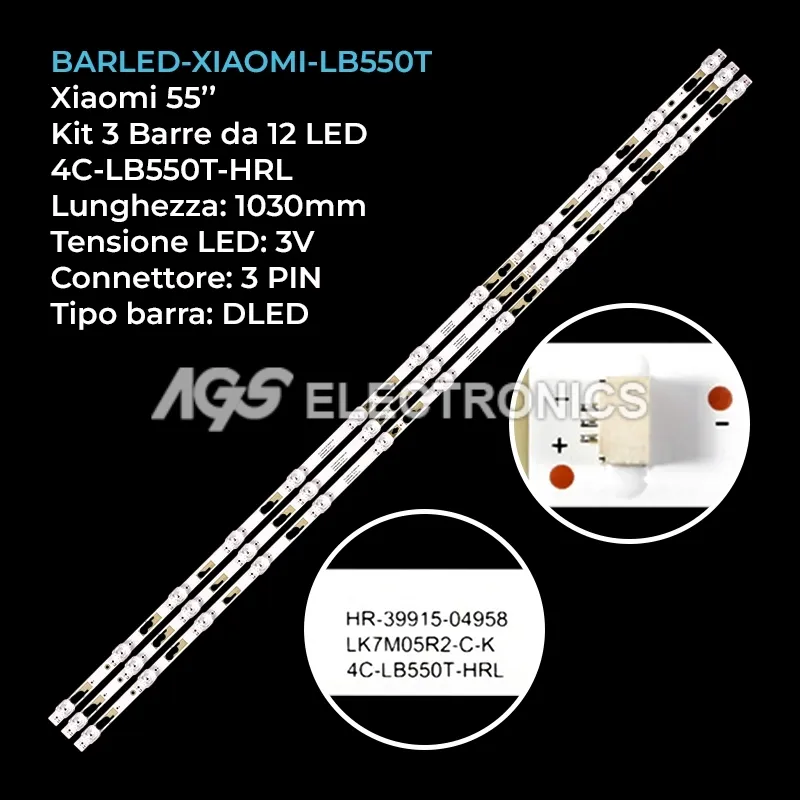 kit 3 barre LED retroilluminazione per Strong 55 pollici modello STR55UC7433