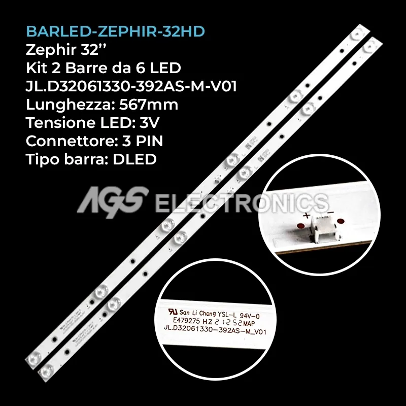 kit 2 barre LED retroilluminazione per Zephir 32 pollici modello ZV32HD
