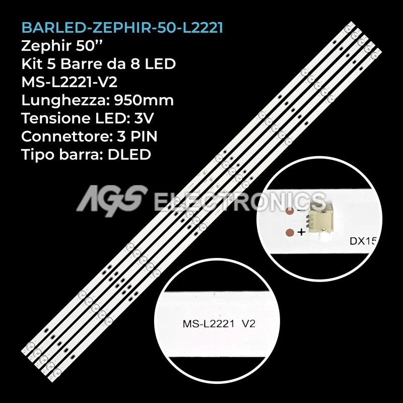 kit 5 barre LED retroilluminazione per Zephir 50 pollici modello TS50UHD2