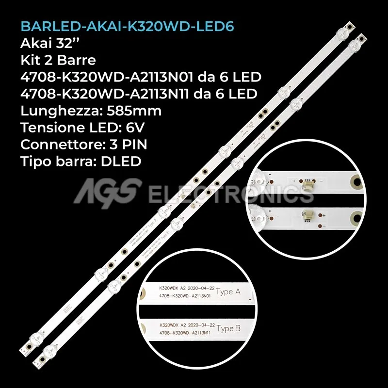 kit 2 barre LED retroilluminazione per Stream 32 pollici modello BM32C1