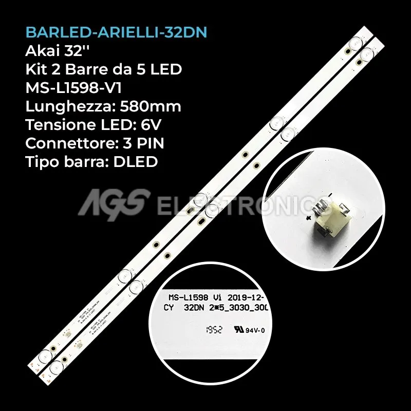 kit 2 barre LED retroilluminazione per Arielli 32 pollici modello 32DN6S2