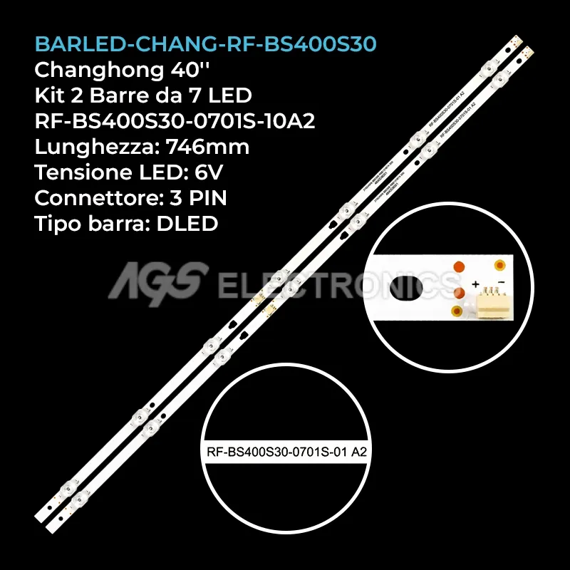 kit 2 barre LED retroilluminazione per Saba 40 pollici modello SA40S57N