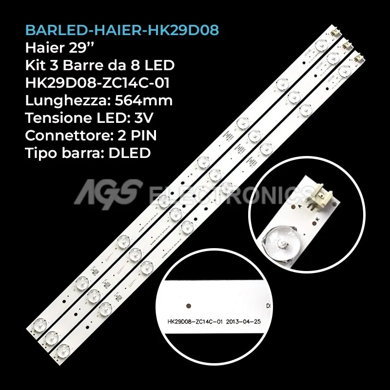 kit 3 barre LED retroilluminazione per Haier 29 pollici modello V290BJ1PE1