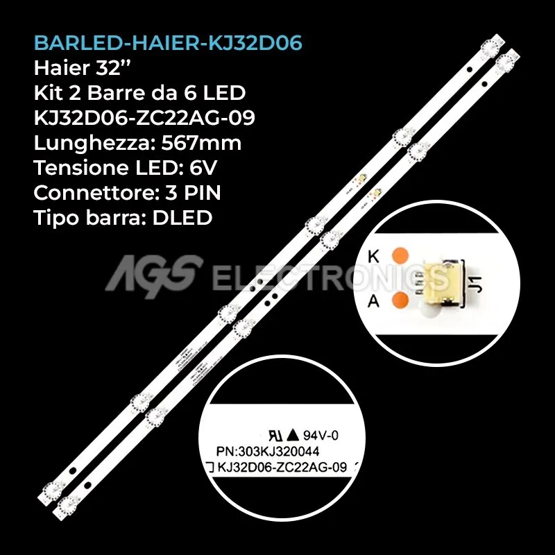 kit 2 barre LED retroilluminazione per DEXP 32 pollici modello H32D7000M