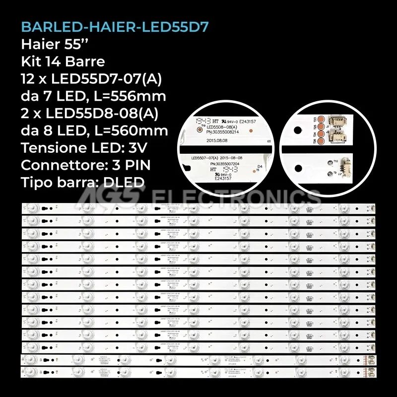 kit 3 barre LED retroilluminazione per Jvc 55 pollici modello LT55C550