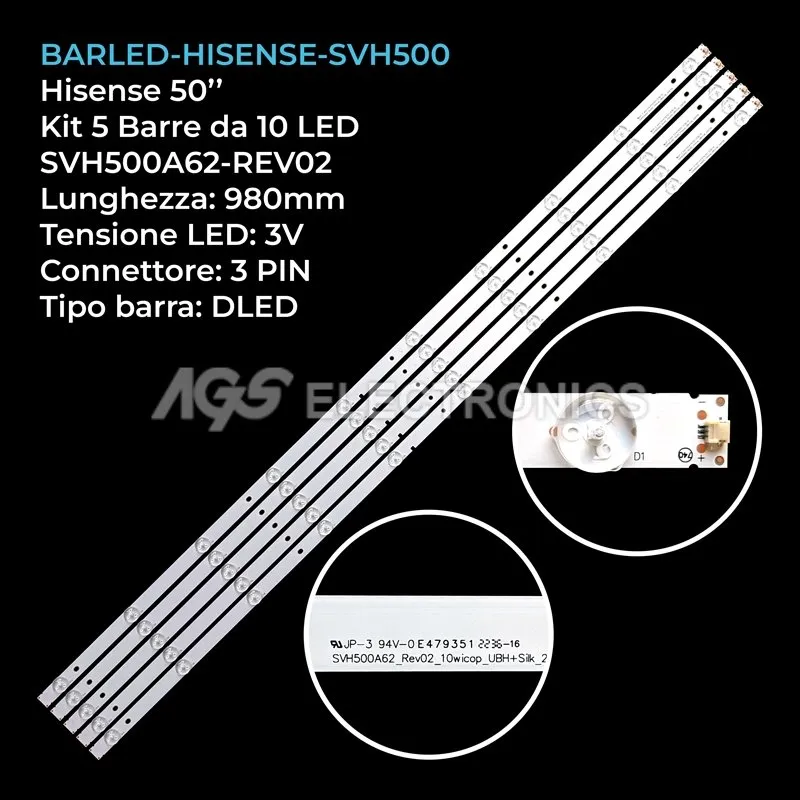 kit 5 barre LED retroilluminazione per Sharp 50 pollici modello LC50P7000P