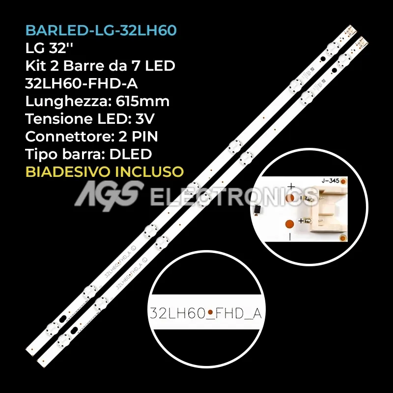kit 2 barre LED retroilluminazione per LG 32 pollici modello 32LH609V