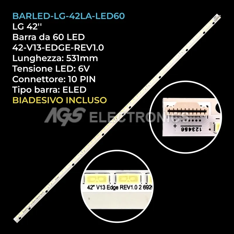 kit 1 barre LED retroilluminazione per Grundig 42 pollici modello 42VLE9372WL