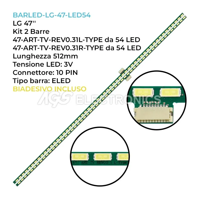 kit 2 barre LED retroilluminazione per LG 47 pollici modello 47LM640S