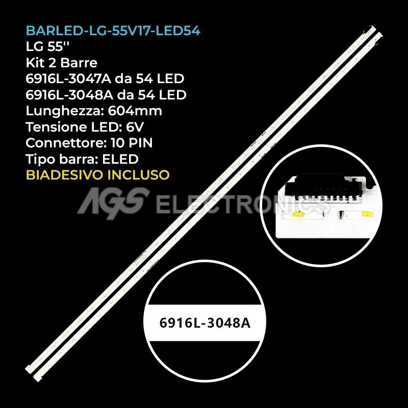 kit 2 barre LED retroilluminazione per LG 55 pollici pannello LC550EGGFLM1