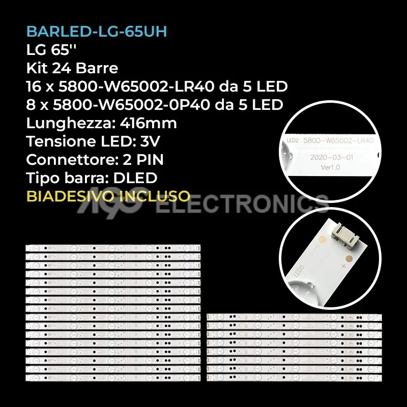 kit 24 barre LED retroilluminazione per LG 65 pollici pannello V650DJ4QS5