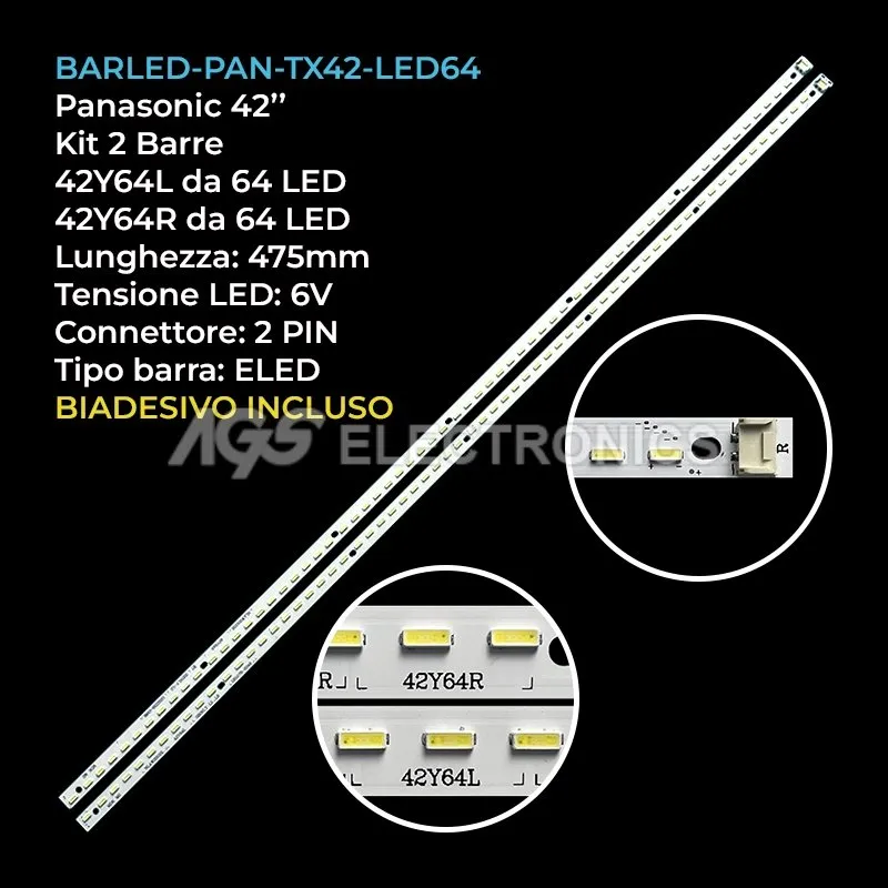 kit 2 barre LED retroilluminazione per LG 42 pollici modello 42F102