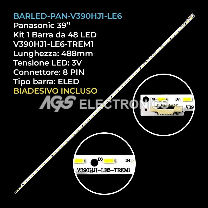 kit 1 barre LED retroilluminazione per Panasonic 39 pollici modello TX39AS600E