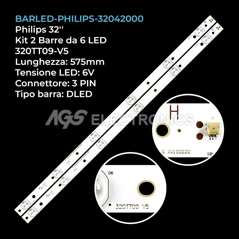 kit 2 barre LED retroilluminazione per Philips 32 pollici modello 32PHG410978