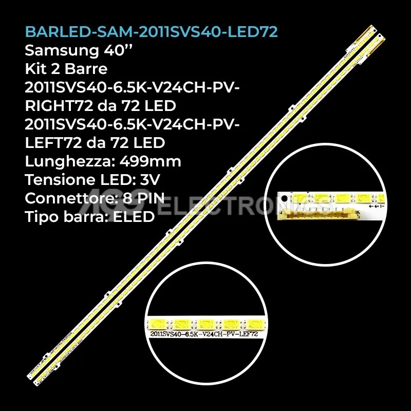 kit 2 barre LED retroilluminazione per Samsung 40 pollici modello UA40D6600WRXTW
