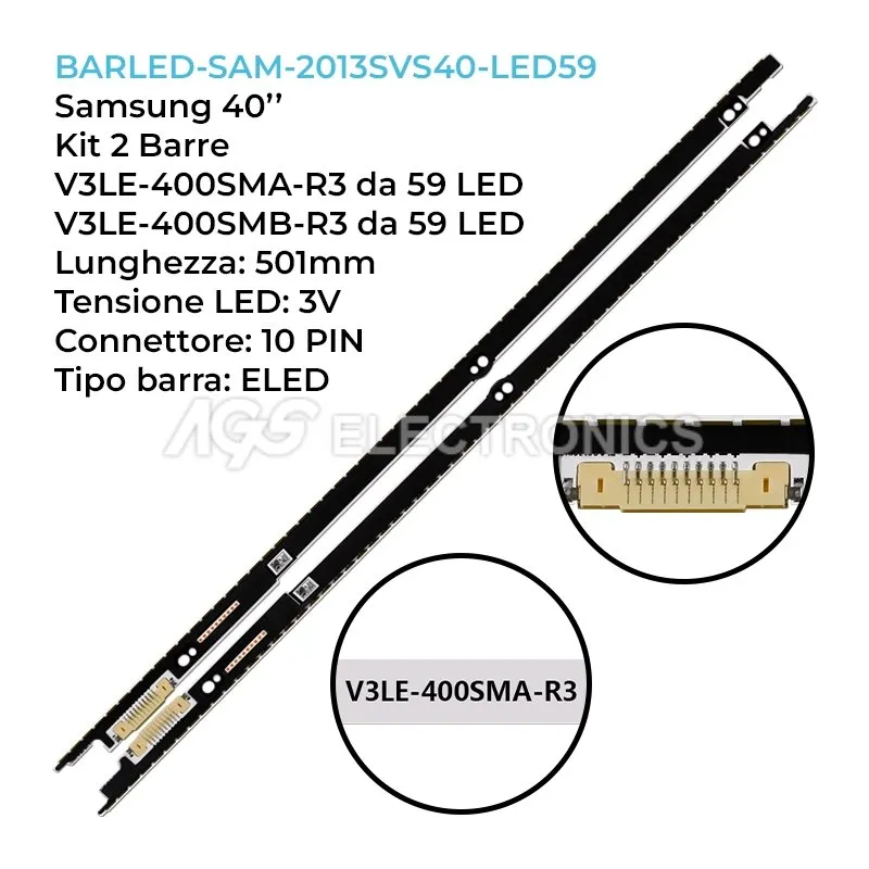 kit 2 barre LED retroilluminazione per Samsung 40 pollici modello UA40F7100ARXXM