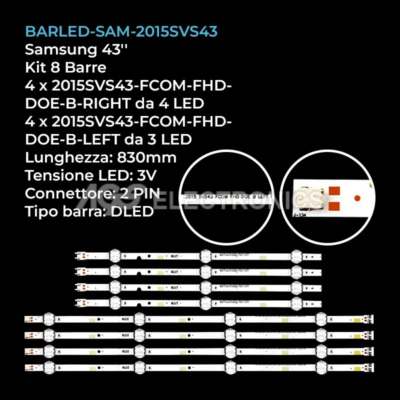 kit 8 barre LED retroilluminazione per Samsung 43 pollici pannello CYJJ043BGAB1V