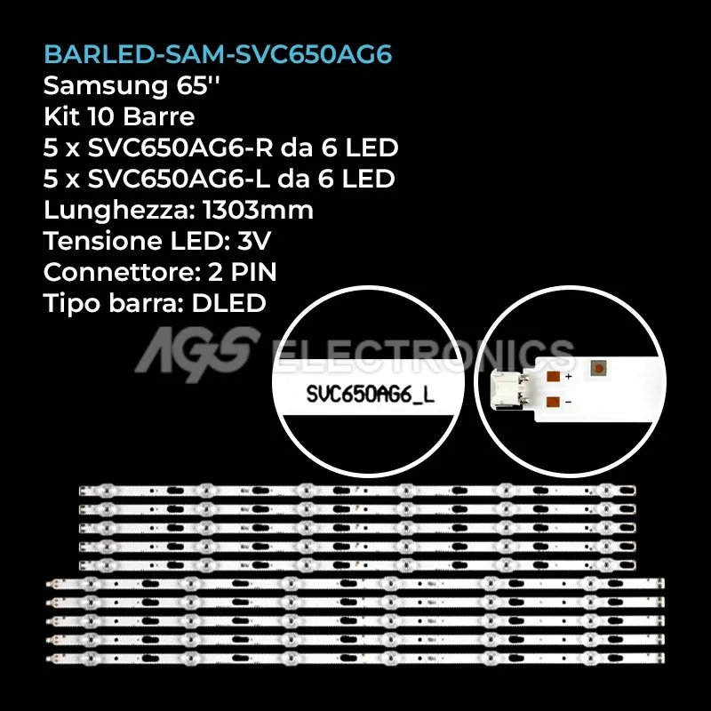 kit 10 barre LED retroilluminazione per Samsung 65 pollici pannello CYGT065HGLV4H