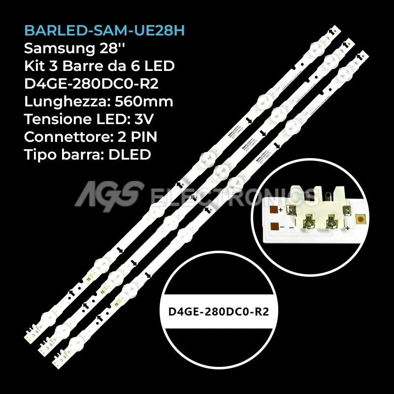 kit 3 barre LED retroilluminazione per Samsung 28 pollici modello T28E310EX