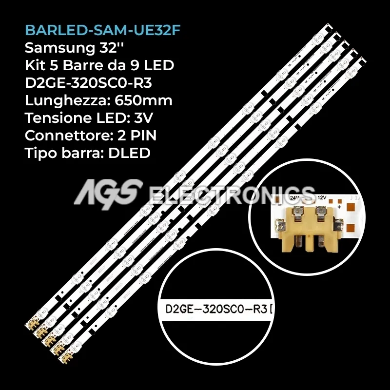 kit 5 barre LED retroilluminazione per Samsung 32 pollici modello UE32F5000AWXBT