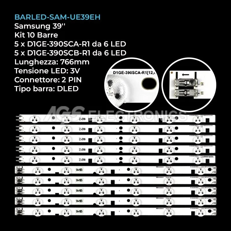 kit 10 barre LED retroilluminazione per Samsung 39 pollici modello UE39EH5003