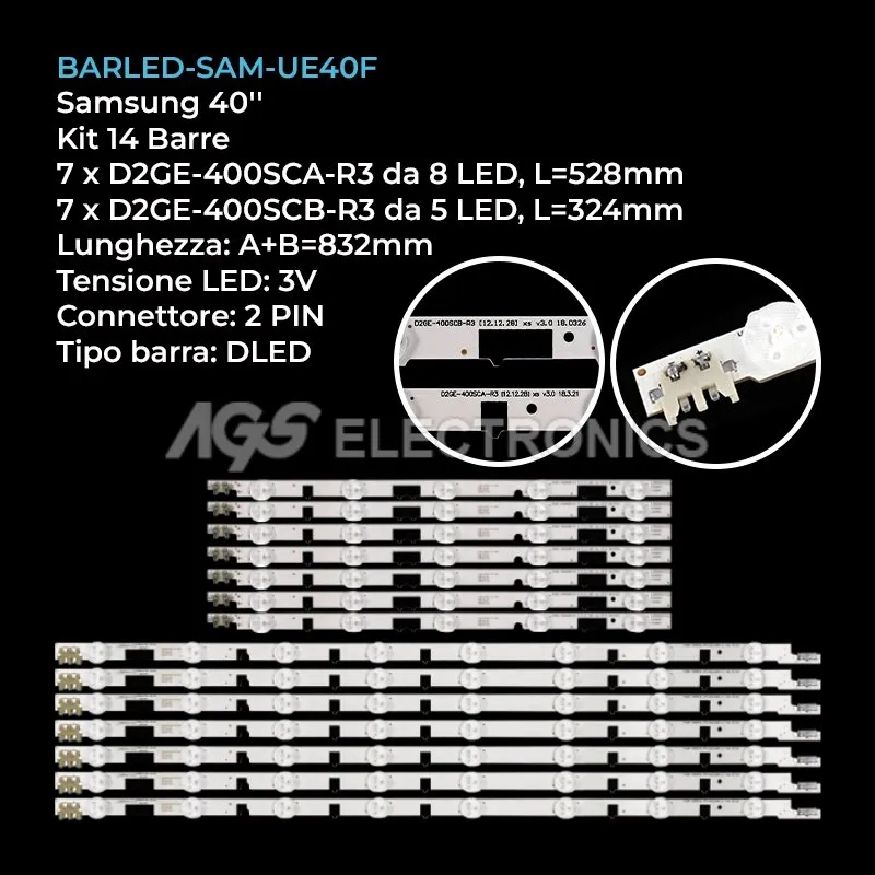 kit 14 barre LED retroilluminazione per Samsung 40 pollici modello UN40F6400AG