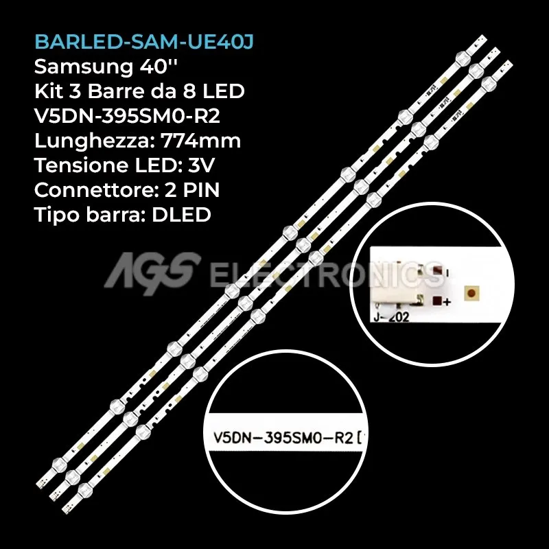 kit 3 barre LED retroilluminazione per Samsung 40 pollici modello UE40J5000AWXBT
