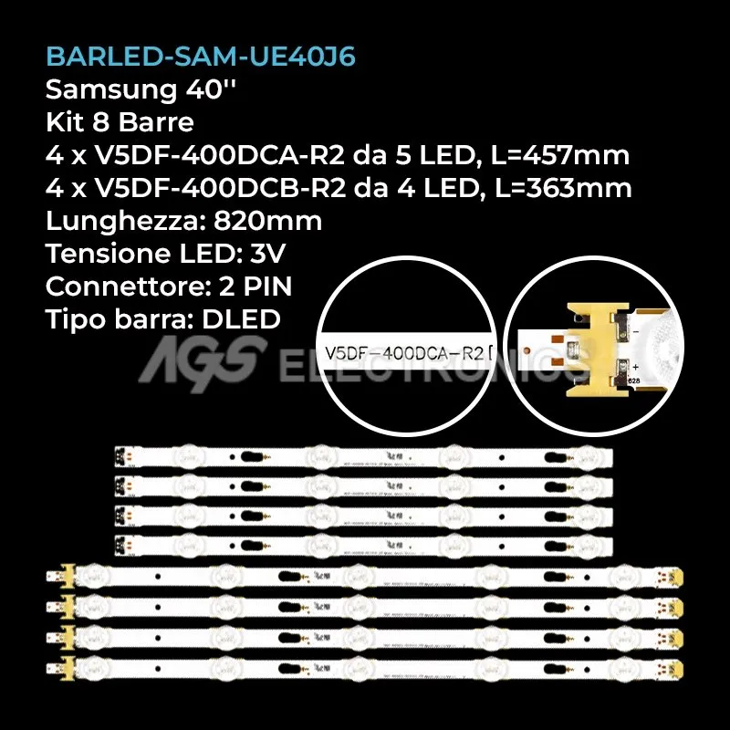 kit 8 barre LED retroilluminazione per Samsung 40 pollici modello UN40J6500AFXZP