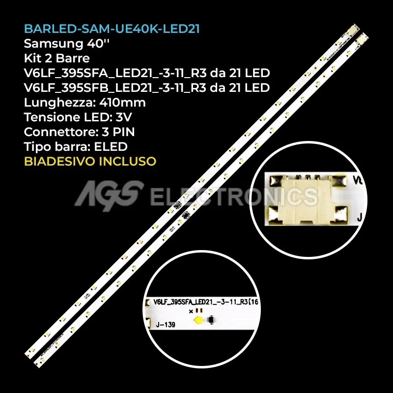 kit 2 barre LED retroilluminazione per Samsung 40 pollici modello UN40K5100