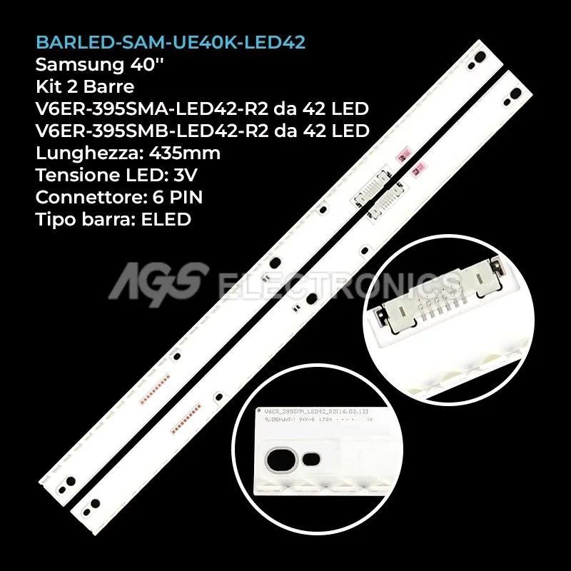 kit 2 barre LED retroilluminazione per Samsung 40 pollici pannello LSF400FN01