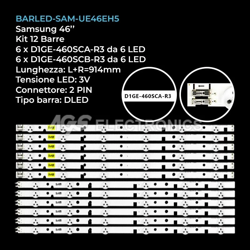 kit 12 barre LED retroilluminazione per Samsung 46 pollici modello UN46EH6030