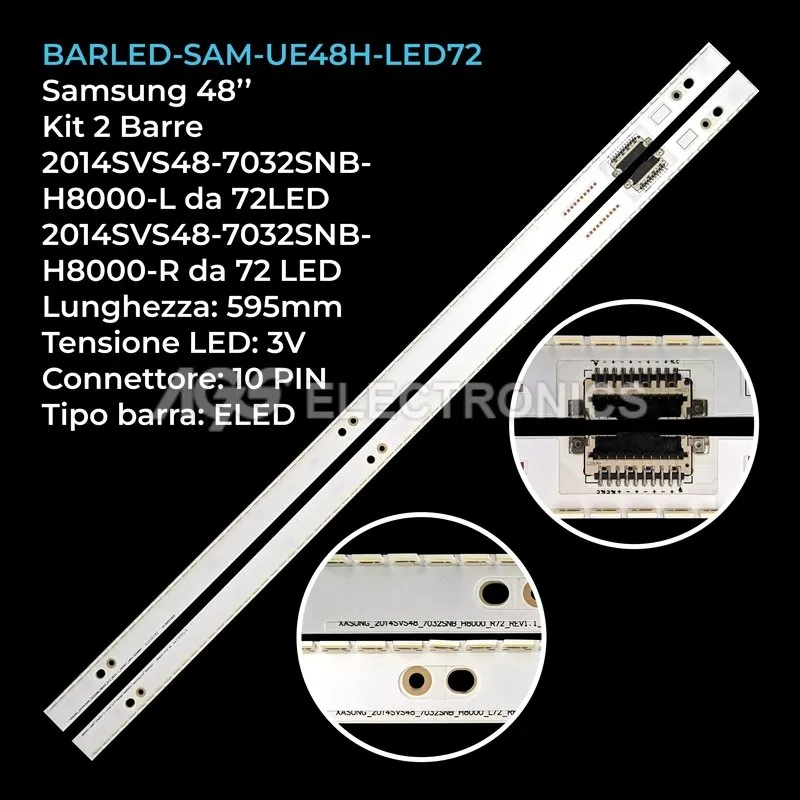kit 2 barre LED retroilluminazione per Samsung 48 pollici modello UE48H6890SS