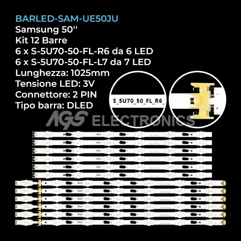 kit 12 barre LED retroilluminazione per Samsung 50 pollici modello UN50JU6000GXZS