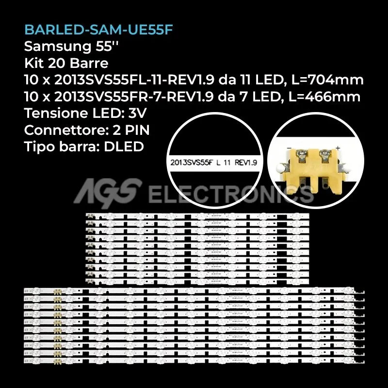 kit 20 barre LED retroilluminazione per Samsung 55 pollici modello UE55F6500SS