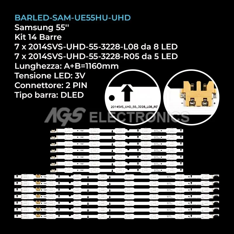 kit 14 barre LED retroilluminazione per Samsung 55 pollici modello UA55HU7000RMSG