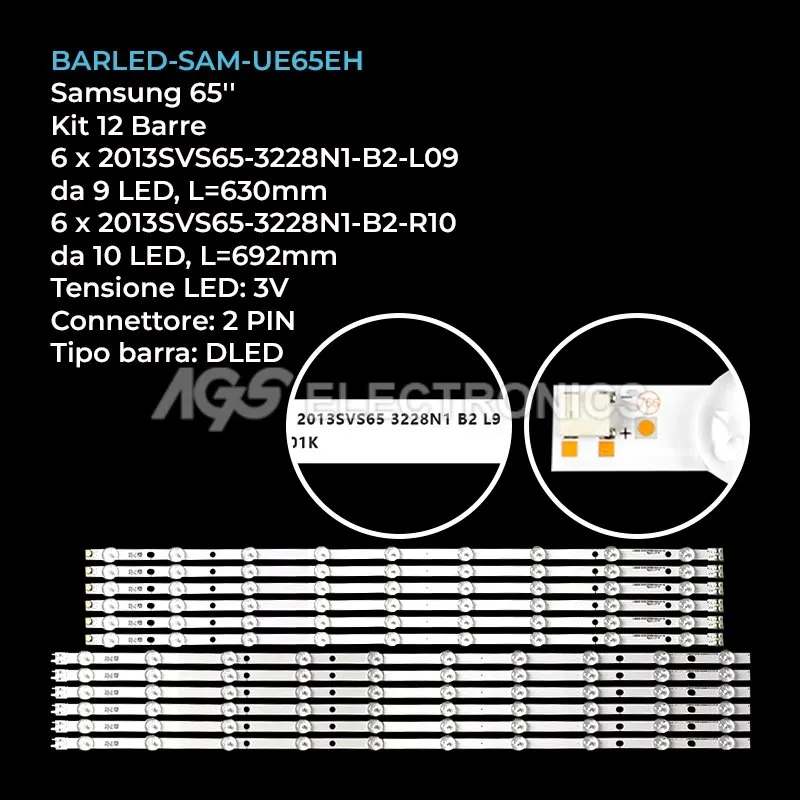 kit 12 barre LED retroilluminazione per Samsung 65 pollici modello UN65H6103AFXZX