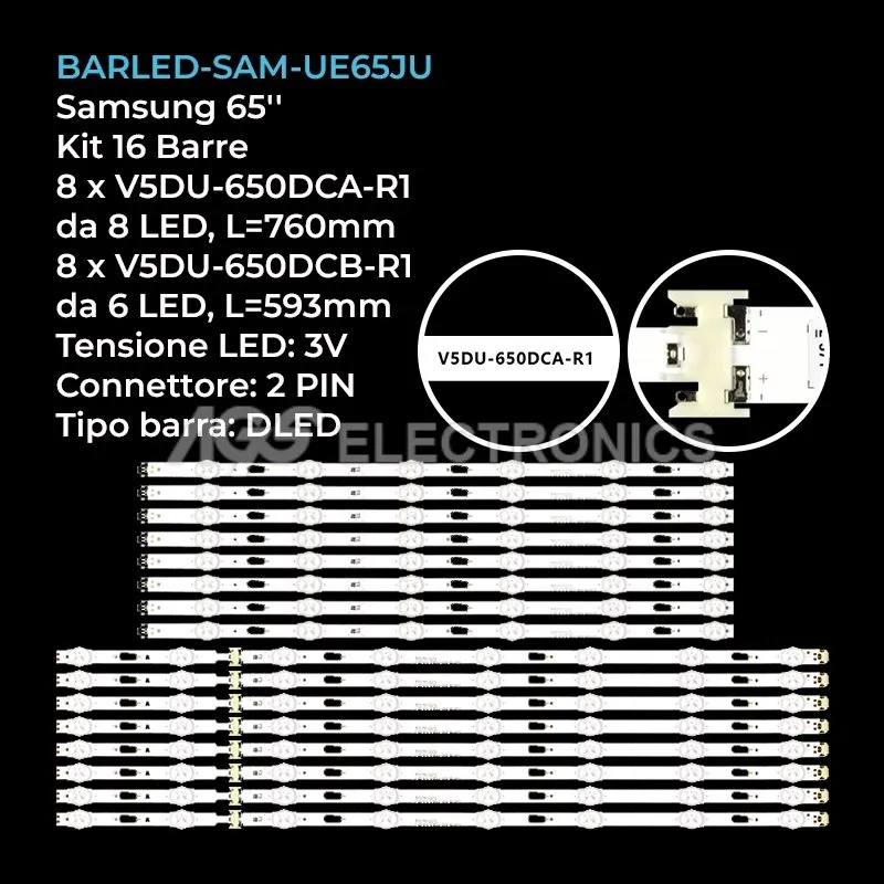 kit 16 barre LED retroilluminazione per Samsung 65 pollici modello UN65KU6300FXZX