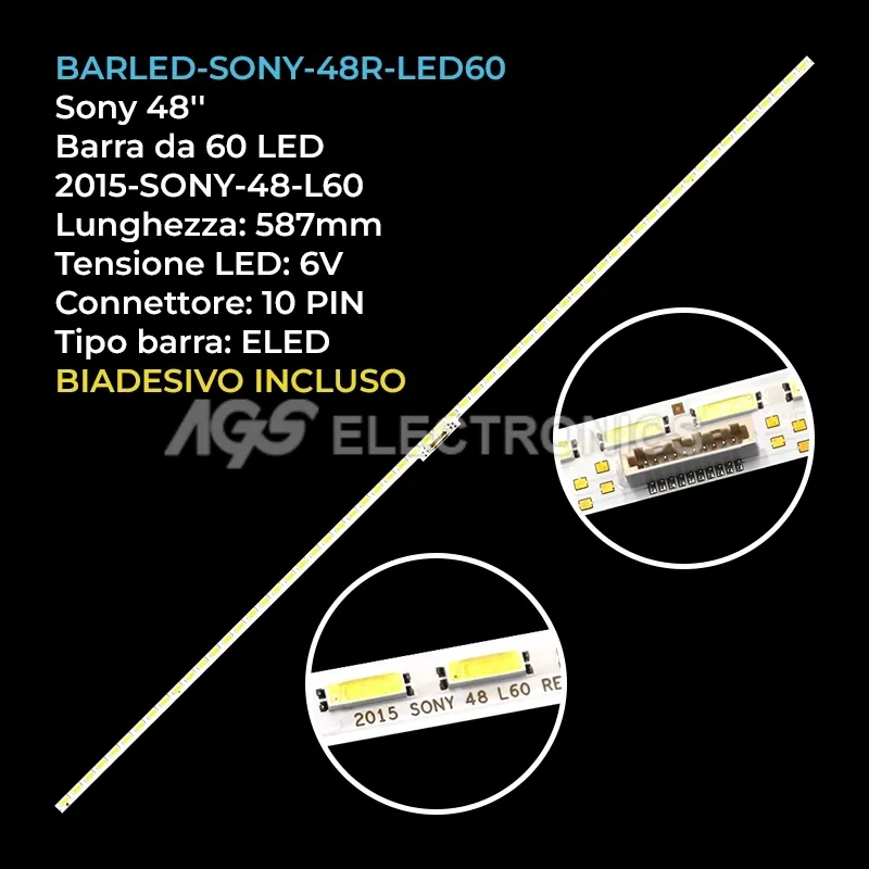 kit 1 barre LED retroilluminazione per Sony 48 pollici modello KDL48W705C