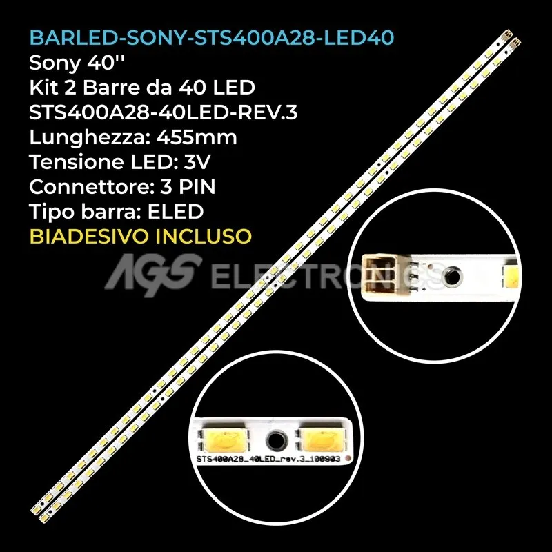 kit 2 barre LED retroilluminazione per Sony 40 pollici modello KDL40NX723