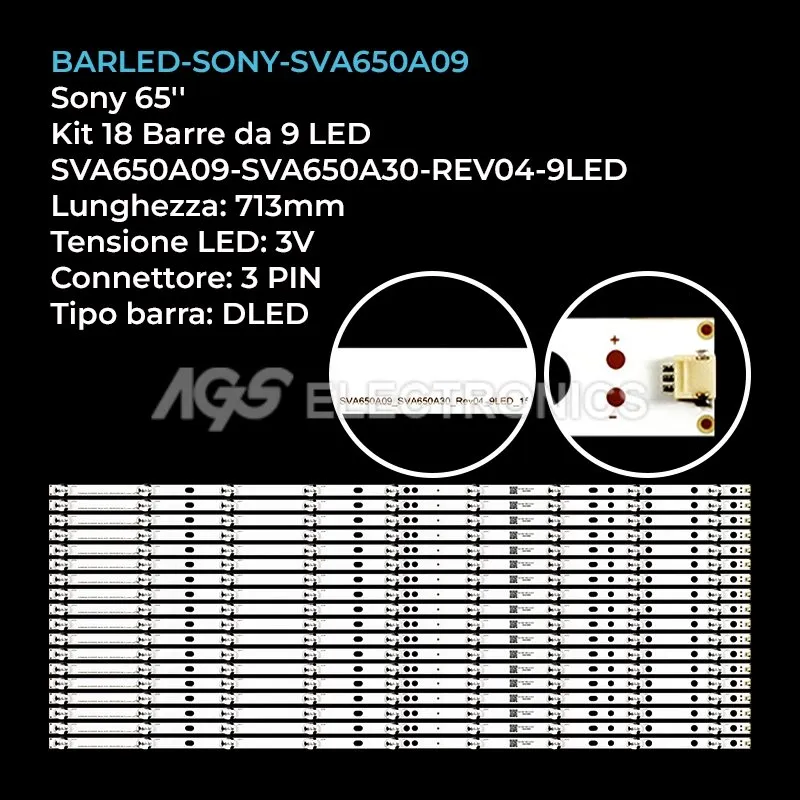 kit 18 barre LED retroilluminazione per Sony 65 pollici modello T650QVF062