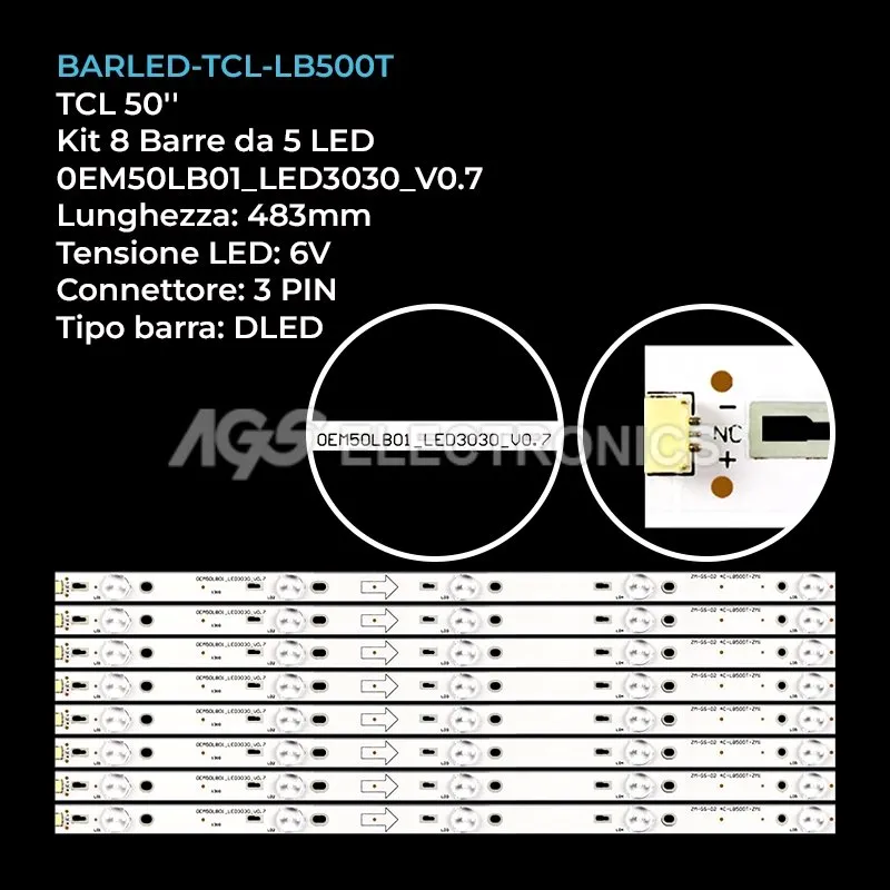 kit 8 barre LED retroilluminazione per Thomson 50 pollici modello 50FA3213