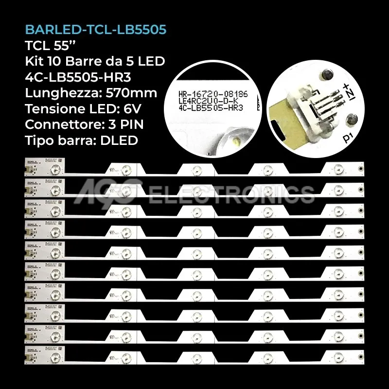 kit 10 barre LED retroilluminazione per Thomson 55 pollici modello 55UB6406W