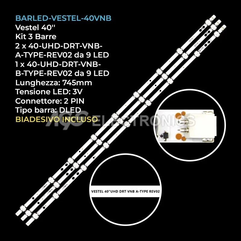 kit 3 barre LED retroilluminazione per Digihome 40 pollici modello 40292UHDSFUPTZ