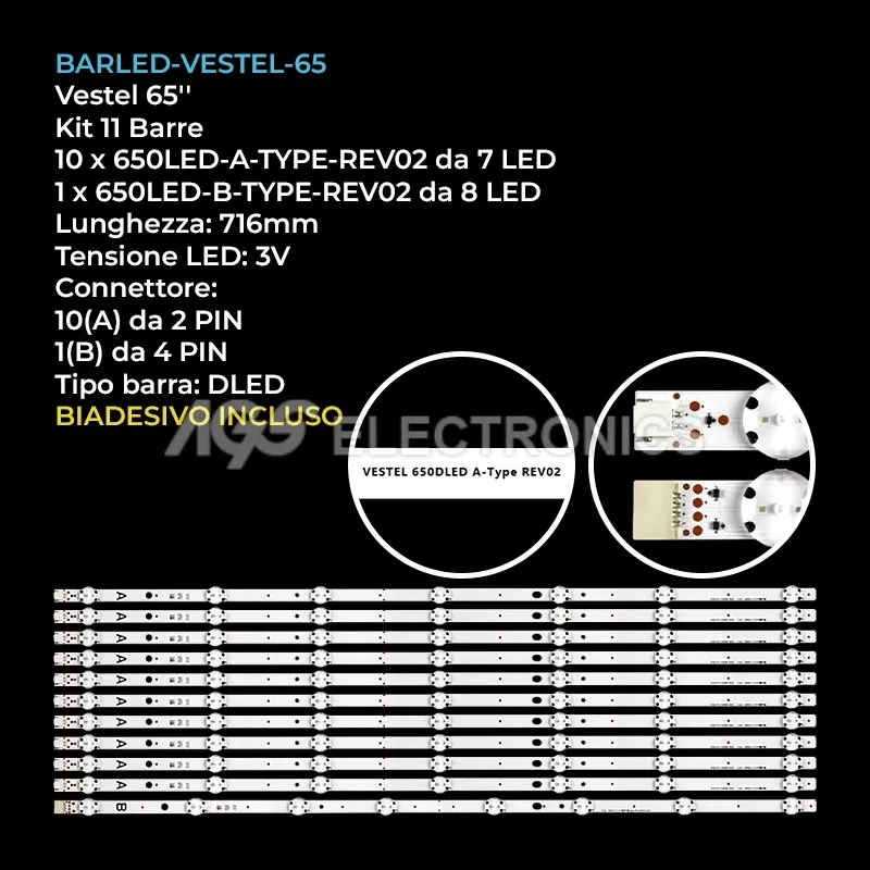 kit 11 barre LED retroilluminazione per Walker 65 pollici modello 65UD8900T